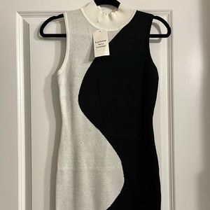 NWT B&W Bodycon Sweater Dress
